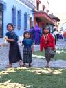 girls making the 'carpets' for the processions