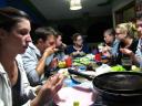 Communal dinner at the hostel, La Iguana