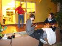Jakob and Paz playing music, New Years Eve