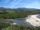 River meets Ocean, playing in Mountain's gardens, at Californian coast line