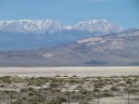 Salt lakes and snowy tops along the road from Arizona towards Nevada