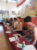 Set-Up banquet - Japanese style in the shrine room and yes, there were men in dresses ;-)