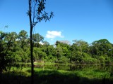 View on magical little lake after walking couple of hours through the jungle