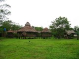 Maloca (temple) at the edge of the jungle, near Iquitos