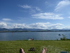 En genieten voor mijn tent met zicht op het lage Tatra