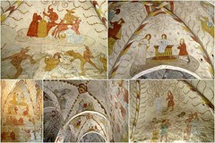 Lohja, de mooie fresco's binnen in de kerk