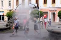 Banska Bistrica, een waterverstuiver, heerlijk om doorheen te lopen met warm weer