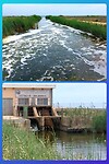 Ebro Delta, voor en achterkant uitmondend in zee