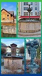 Hallein, wat beelden, een oude fontein en waterpomp