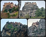 Meteora, de vier kloosters, de grote meteora, varlaam, nonnenklooster en nicolaas