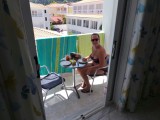 Mooi ontbijten op het balkon
