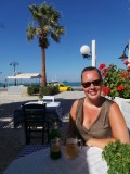 Gezellig wat gedronken op een terrasje bij de haven van Zakynthos stad