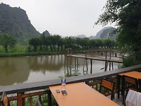 Uitzicht van mijn hostel in Ninh Binh