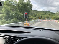 Eén van de vele stops vanwege wegherstel.