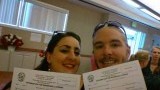 In de rij voor ons wedding-licence!
