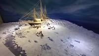 Model van het expeditieschip 'Fram'.