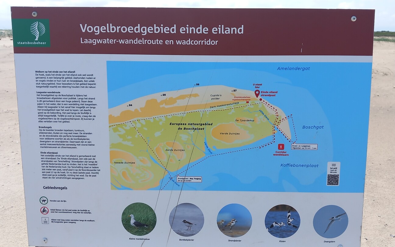 Bord bij paal 27, einde van het eiland