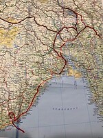 Gereden routes (rode lijn)