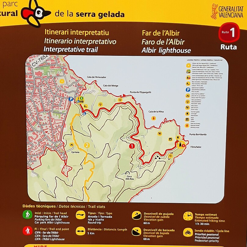 De rode lijn is route Cami del Far