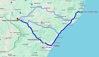 route van St Lucia naar Drakensbergen