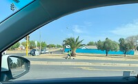 Schoonmaken van de weg in Bloemfontein; met het bezempje