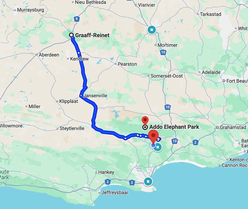 route Graaff-Reinet naar Addo