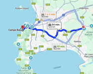 Route Stellenbosch naar Camps Bay Kaapstad