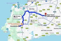 Route van Constantia naar airport Capetown