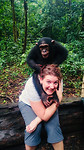 Silke with a Chimpanzee