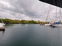 Uitzicht van achter de boot