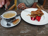 lunch, ik soep en Annick zoet in de Oude Pastorie