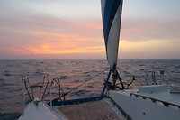 Sunset op de catamaran