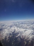 Uitzicht over Himalaya vanuit vliegtuig