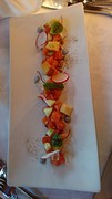 Ik ging toch weer voor de zalm maar dit X met aardbei sauce heel heel erg lekker