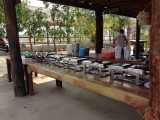 Het dinner buffet staat klaar in afwachting van de hongerige medewerkers