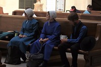 Amish op het station in Chicago