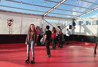 Rollerskating on the rooftop of Broadway