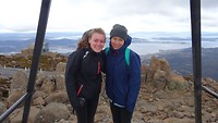 On the top of Mount Wellington with Jill