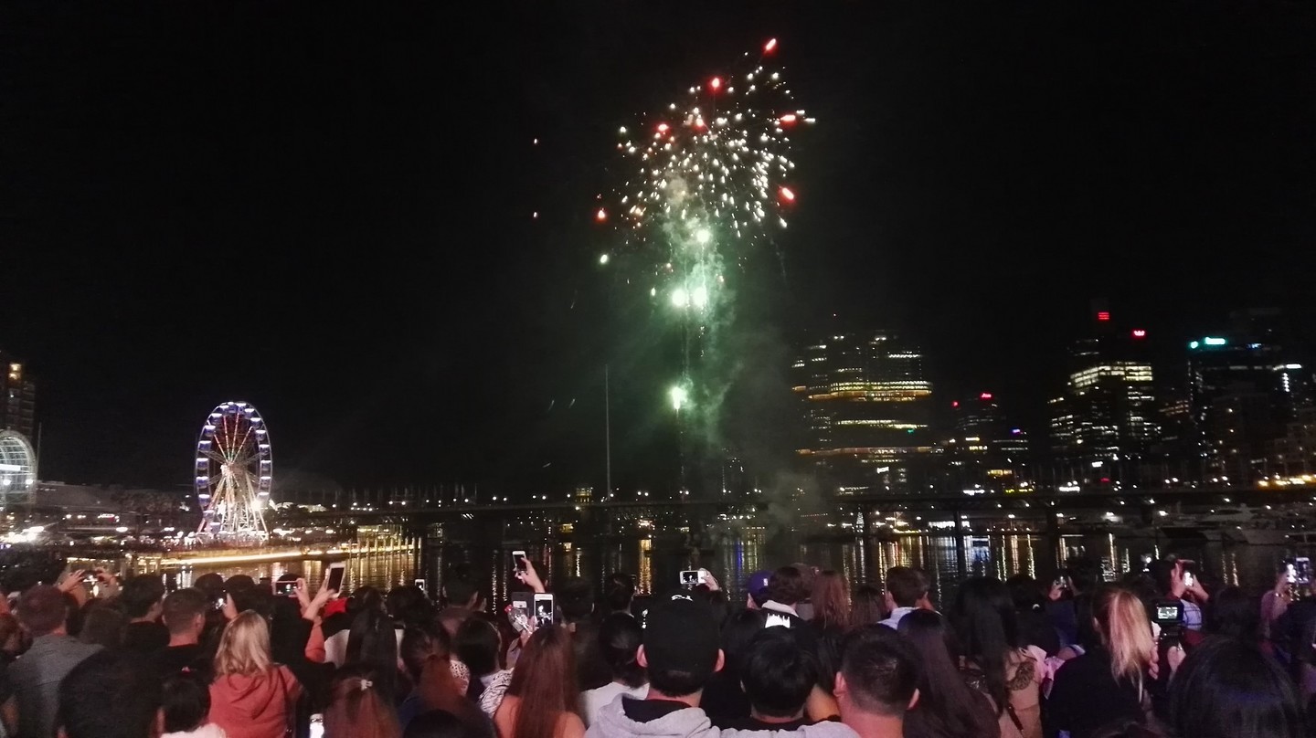 Fireworks at Darling Harbour with mum and dad