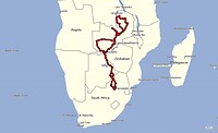Route_Zuid Afrika_Botswana_Zambia