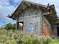 Mooie schildering op het oude huis van de koning Sihanoukville