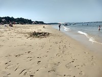 Strand met Dune du Pilat op achtergrond