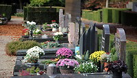 Allerheiligenbloemen op het kerkhof