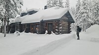 Onze blokhut in deze mooie winterwereld