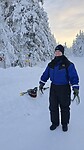 In het dikke pak voor de sneeuwscooter trip