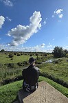 Onze zenmonnik in het Hollandse landschap