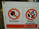No durians!