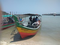 Ons bootje terug van Turtle Beach naar de ingang van Penang National Park