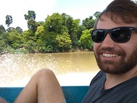 Stijn op de boot