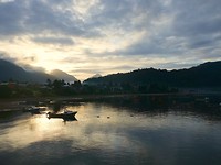 Dorp Puerto Cisnes zonsopgang